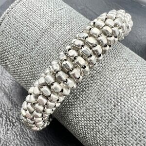 Popcorn Bead Stretch Bracelet OS Silver‎ Excellent
